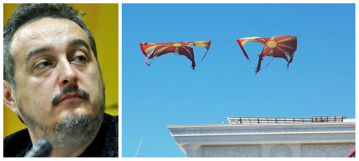 Скинати знамиња пред Порта Македонија – нема кој да ги тргне