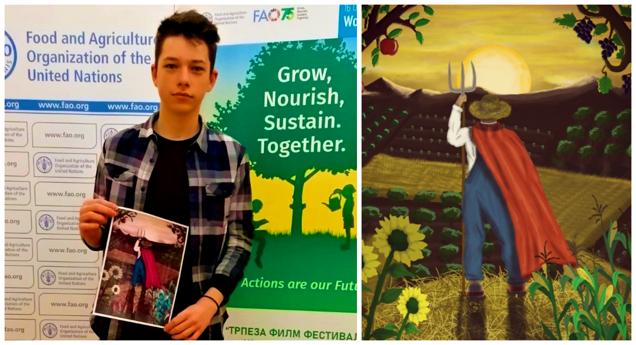 Павел Милановски од Куманово со својот постер победи на глобалниот натпревар за Светскиот ден на храната