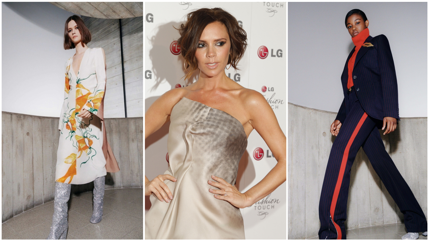 (Галерија) Диско-чизми, костими и проѕирни фустани во новата колекција на Викторија Бекам