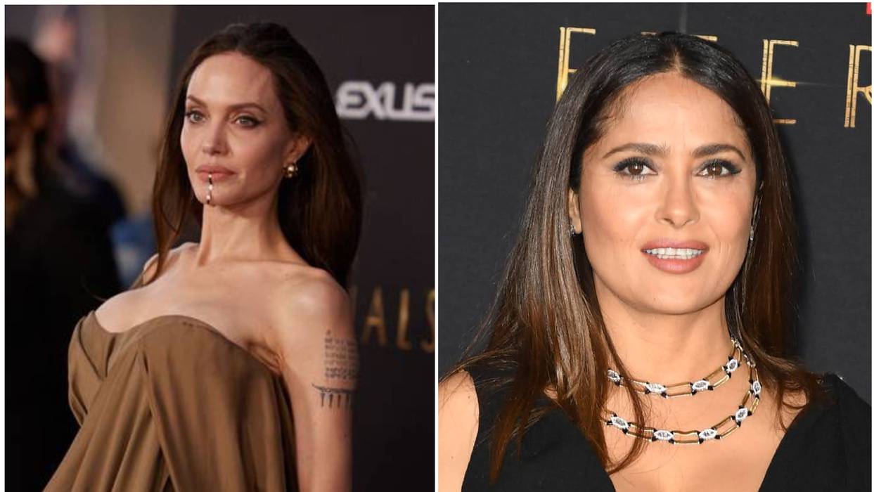 (Фото) Селма Хаек во голи гради,  Џоли со пирс на устата- холивудските ѕвезди блеснаа на црвениот тепих