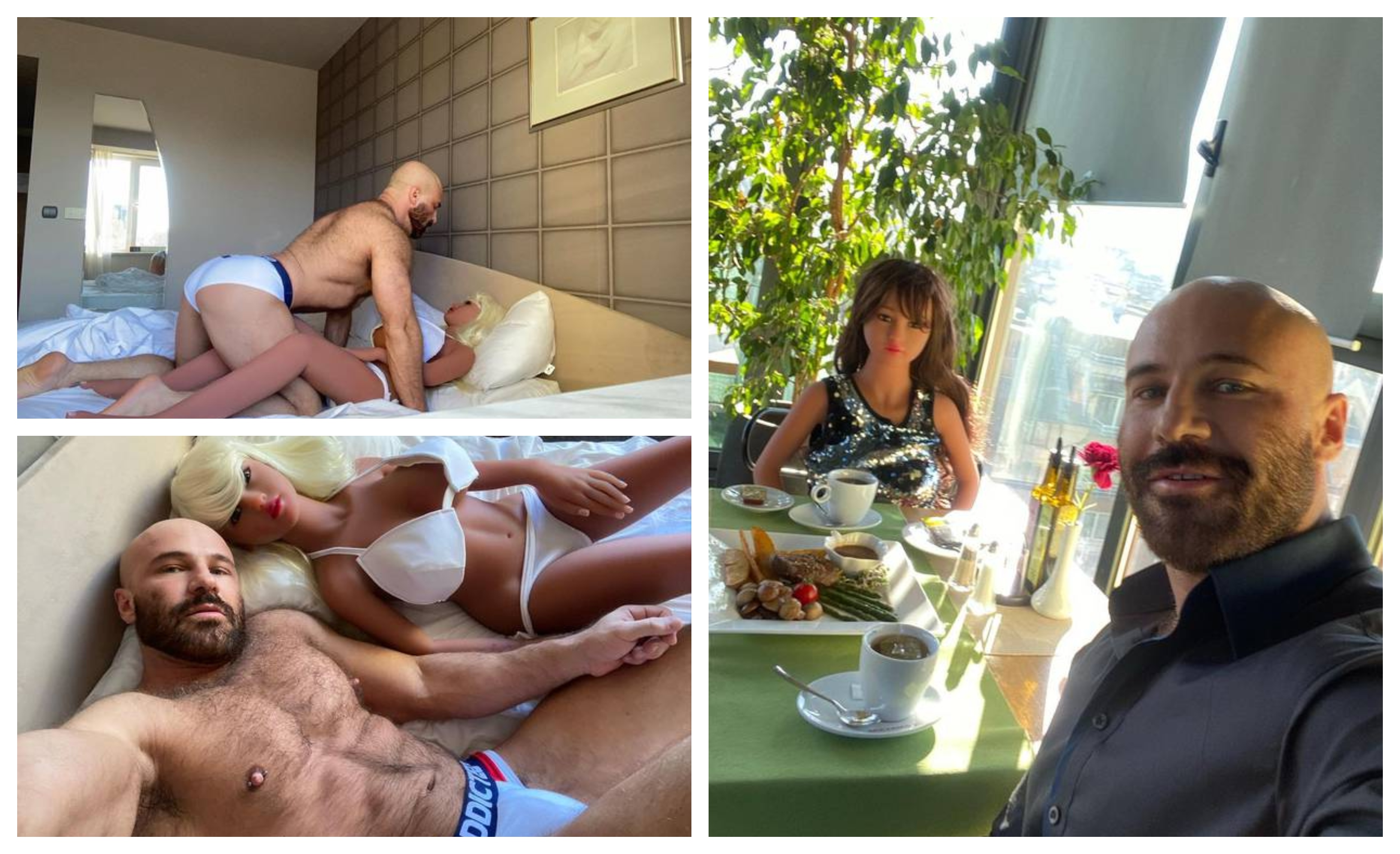 (Фото) Откако првата му пукна, познатиот бодибилдер сега ужива на меден месец во Бугарија со неговата втора кукла