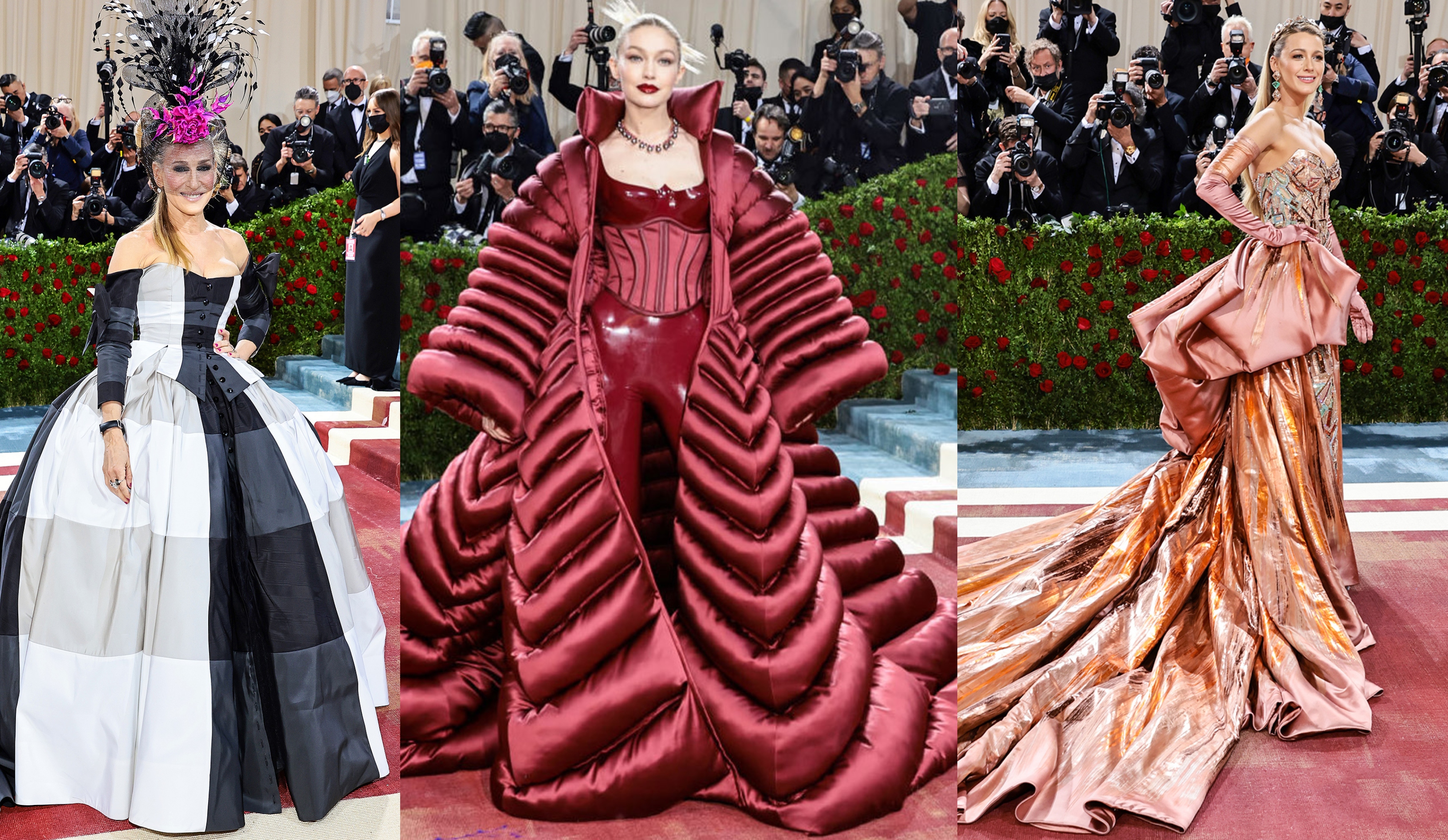 (Галерија) Од јорган бунди до златести фустани и пердувести круни: Модата на црвениот тепих на Мет гала