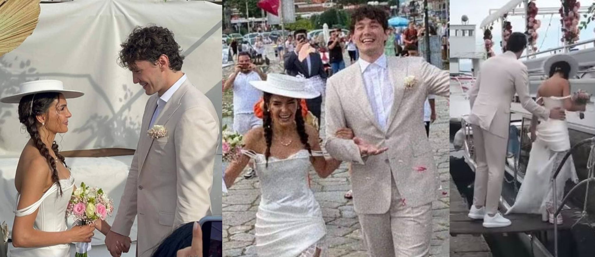 (Видео) Со чочек на брод во Охрид се венчаа НБА кошаркарот Чеди Осман и турската актерка Ебру Шахан