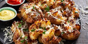 Печени компири со сирење и кромид