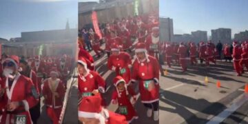 (Видео) Стотици дедомразовци трчаа на традиционалната трка во Скопје