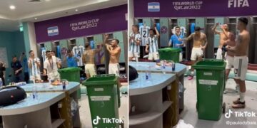 (Видео) Аргентинците додека славеа во соблекувална го фрлија дресот на Хрватска во канта за ѓубре