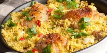 Рецепт за потпечено пилешко со кускус