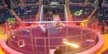 (Видео) Лав нападна артист во циркус па го спаси сопругата