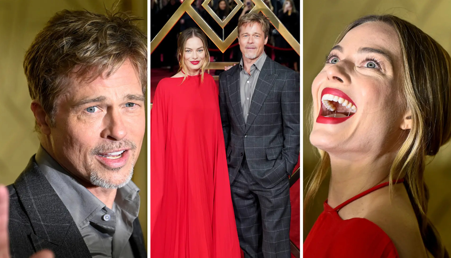 Бред Пит и Марго Роби гламурозни на премиерата на нивниот заеднички ...