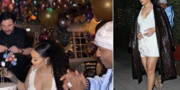 Ријана со дечкото го прослави 35. роденден, избра мини фустан и проѕирен градник за интимна вечера