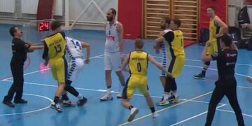 (Видео) Тепачка меѓу кошаркарите на Тетекс и Мега Баскет во третата лига