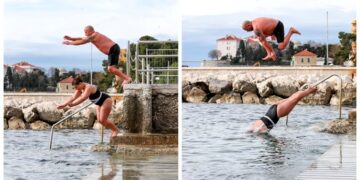 (Видео) Маж и жена на зимско капење во Задар