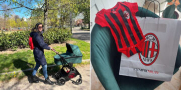 Андријана Јаневска со внукот во Италија: Александар доби подарок боди од „Милан“