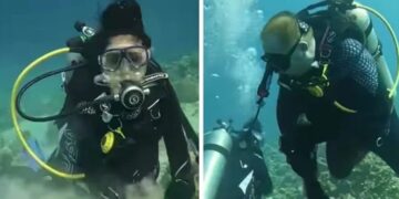 (Видео) Салма Хајек со сопругот го чистат од ѓубре дното на Мртво море