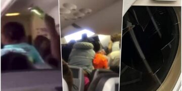 (Видео) Патници скршија прозор додека се тепаа во авион