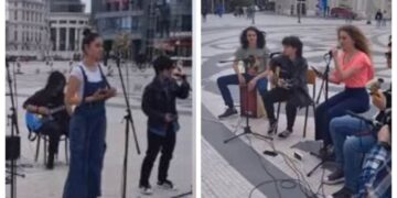 (Видео) Средношколци од пет скопски гимазии со улични свирки на плоштад ги покажаа своите таленти