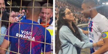 (Видео) Мбапе со топка удри девојка во нос и ја раскрвари, потоа и подари дрес