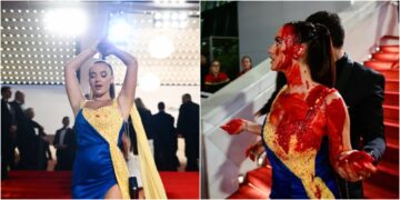 (Видео) Активистка се пролеа со боја на Канскиот фестивал