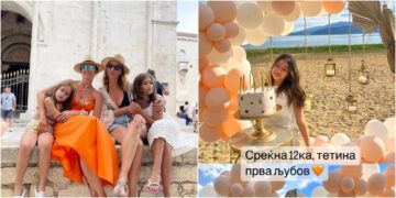 Роденден на плажа за внуката на Каролина: пејачката за забавата на Луција облече црвен фустан