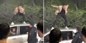 (Видео) Скопски матурант качен на кола им го покажа средниот прст на полицијата