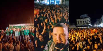 (Видео) Со песна и знамиња се славеше шампионската титула на Еурофарм Пелистер: „Ако одам во Битола“ ечеше на плоштадот Магнолија