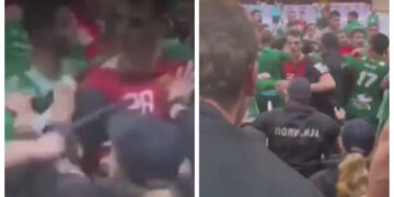 (Видео) Полицаец со пендрак го удри по глава Филип Талески во финалето меѓу Вардар и Пелистер