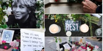 Цвеќиња, свеќи и емотивни пораки за Тина Тарнер, преплавена беше и нејзината ѕвезда на патеката на славните