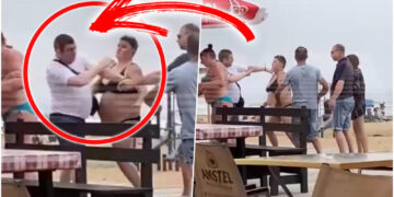 (Видео) Русинка-терминатор нокаутира маж и жена на плажа па мртва ладна си седна во кафеана