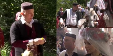 (Галерија) Низ прстен да те гледам во срце да ти влезам: Се венчаа Оливер и Елисавета во Галичник