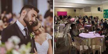 (Фото) Младоженци место традиционална свадба во ресторан поканиле и нахраниле сиромашни луѓе