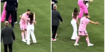 (Видео) Сопругата Антонела се збуни па место Меси го прегрна неговиот соиграч Жорди Алба