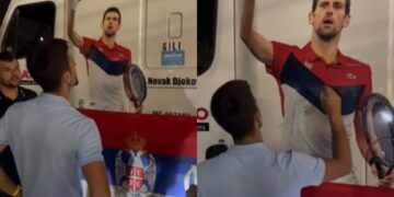 (Видео) Новак Ѓоковиќ потпиша автограм на кабината од камион, верување што им го дал на камонџии од Бања Лука