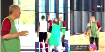 (Видео) Ердоган играше кошарка во својата палата