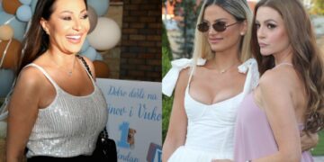 (Фото) Милица Павловиќ и Цеца стигнаа први на роденденот на близнаците на „Ѕвездите од Гранд“, Петар Митиќ и Ивана Павковиќ