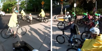 (Видео) Наставник секоја недела води стотина ученици со велосипеди на училиште