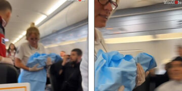 (Видео) Жена се породи во авион