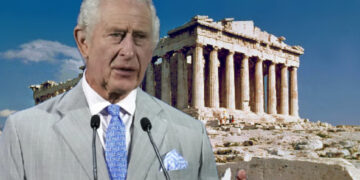 Кралот Чарлс се прошета со вратоврска со грчко знаме