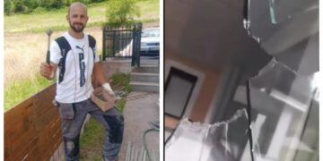(Видео) Мајстор од Босна крши прозорци и се снима оти газдите не му платиле