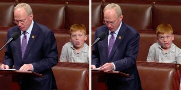 (Видео) Американски пратеник го однел синот на работа, момчето сега е интернет ѕвезда