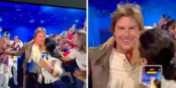 (Видео) Жена се обиде да го бакне Том Круз на затворањето на ОИ, луѓето ја пофалија неговата реакција