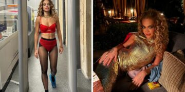 Рита Ора привлече внимание на аеродром, прошета во црвена чипкана долна облека