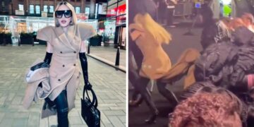 (Видео) Мадона се сопна и за малку ќе паднеше во високи чизми во Њујорк