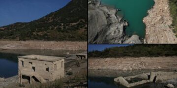 (Видео) Поради сушата во Грција од вештачко езеро се појави село потопено пред 70 години