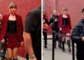 (Видео) Тејлор Свифт беше опкружена со фотографи на стадионот, нејзиното обезбедување им викаше: „Станете, станете!“