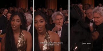 (Видео) Харисон Форд јадеше чипс среде говорот на својата колешка и ги насмеа присутните