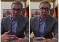 (Видео) „Немојте да мислите дека се смеам како луд, тоа е поради калинката“: Вучиќ налути многумина со новата снимка