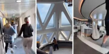 (Видео) Страшна борба меѓу крузер и огромни бранови: патниците од силината на ударите паднале на подот