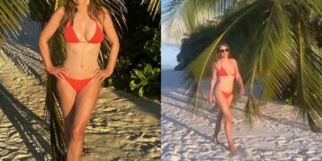 (Фото) Кој би и дал 60 години: Елизабет Харли го прослави роденденот гола