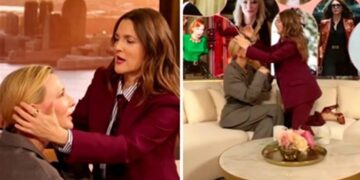 Дру Баримор ја галеше гостинката и повторно предизвика коментари