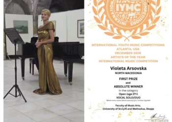 Голем двоен меѓународен успех на познатата штипска оперска пејачка Виолета Арсовска